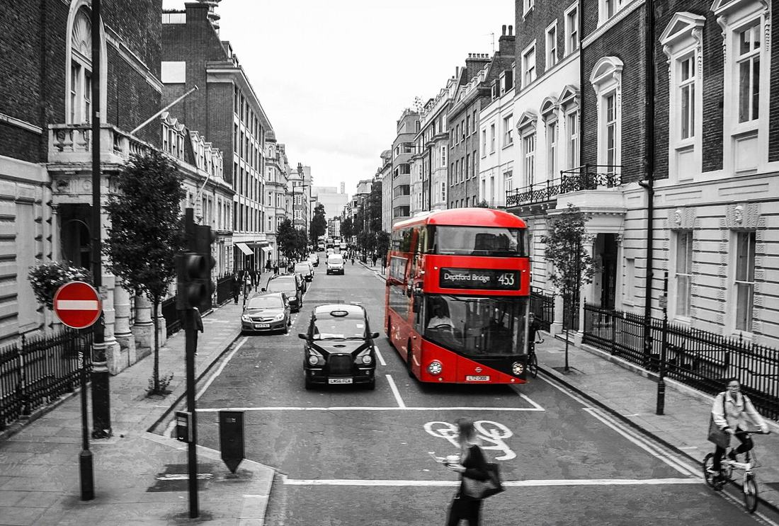 A street scene in London.