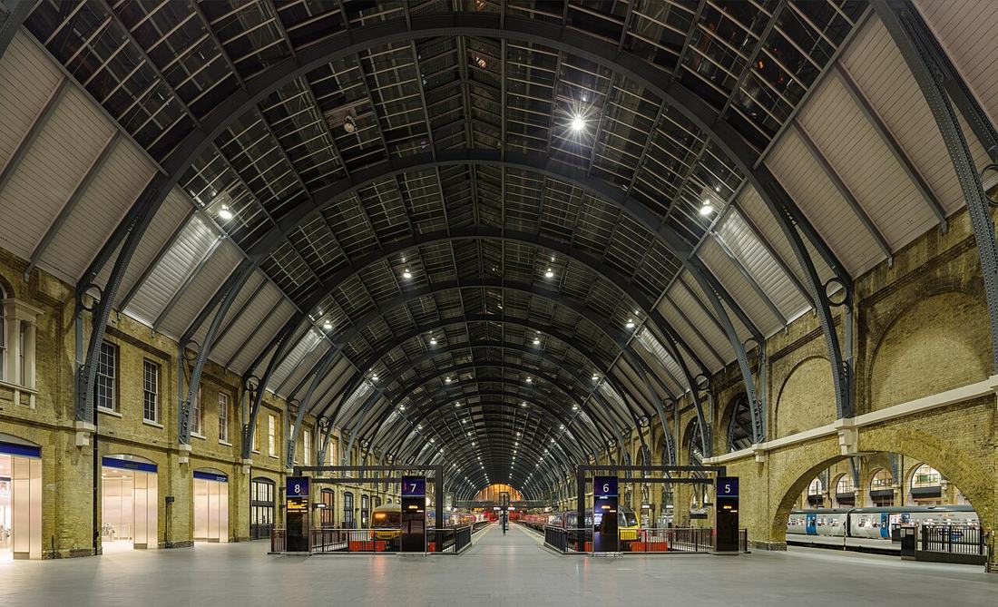 Platforms at King's Cross station, London.