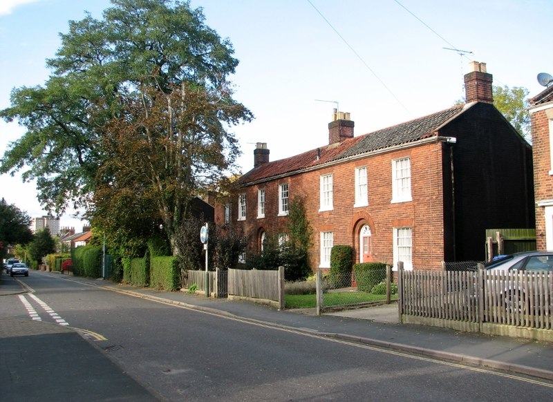 Terraced houses in Norwich, England.