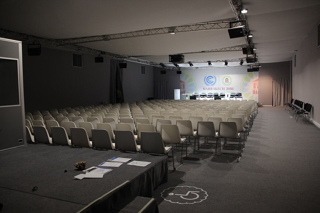 An empty meeting room.