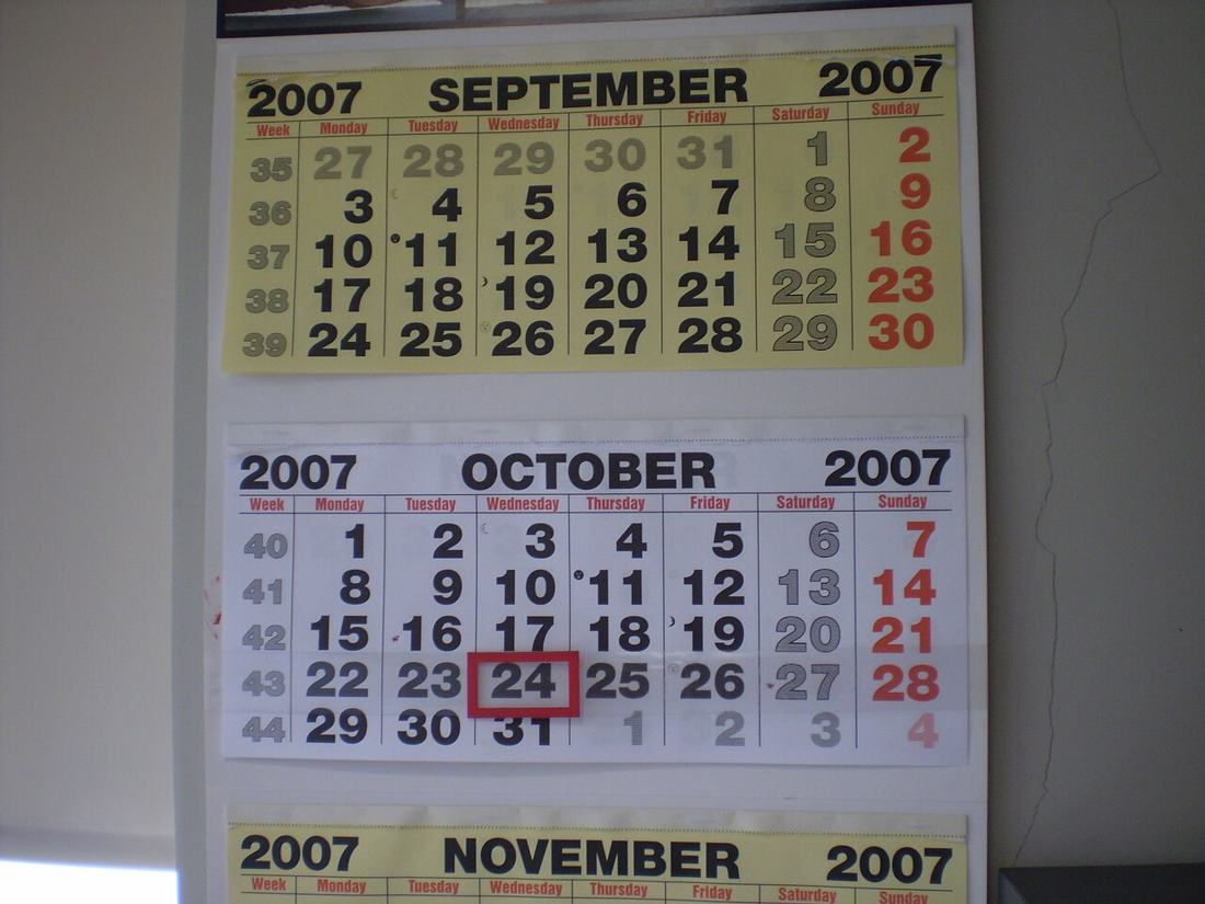 A wall calendar.